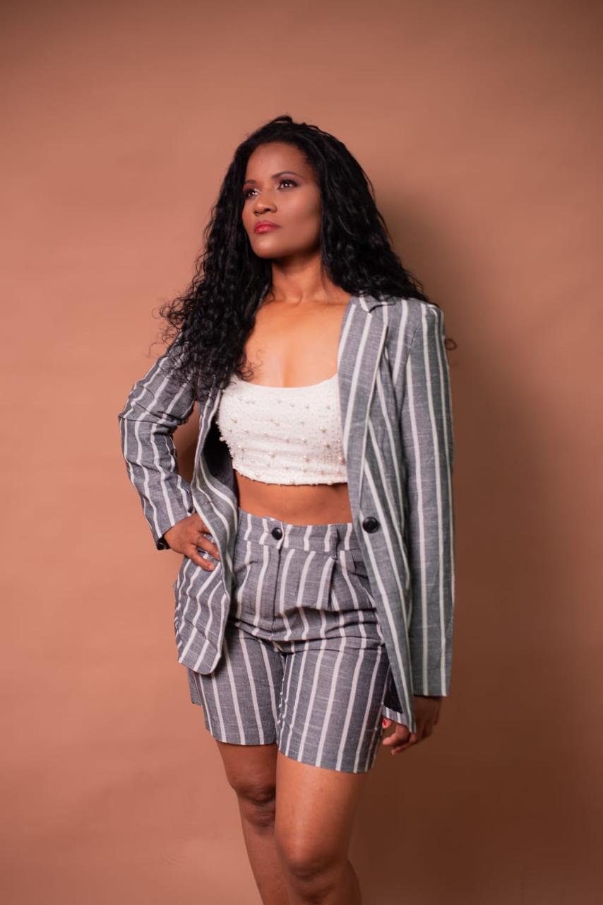 Conjunto Blazer Listrado Azul